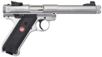 Ruger 40126 Mark IV Target 22 LR 10+1 5.50" Satin Threaded Bull Barrel, Drilled & Tapped Receiver, Satin Stainless Steel Frame, Black Checkered Polymer Grip, Right Hand