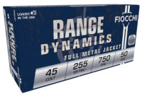 Fiocchi 45LCCMJ Range Dynamics  45Colt 225gr Complete Metal Jacket 50 Per Box/10 Case