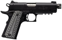 Browning 051821490 1911-22 Black Label Compact SR 22 LR 10+1 4.25" 3.50" Threaded Barrel, Matte Black Serrated Steel Slide & Polymer Frame w/Picatinny Rail & Beavertail, Black/Gray Textured G10 Grips