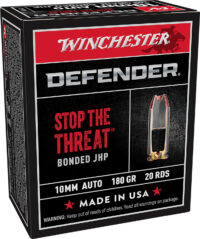 Winchester Ammo S10MMPDB Defender 10mmAuto 180gr Bonded Jacket Hollow Point 20 Per Box/10 Case