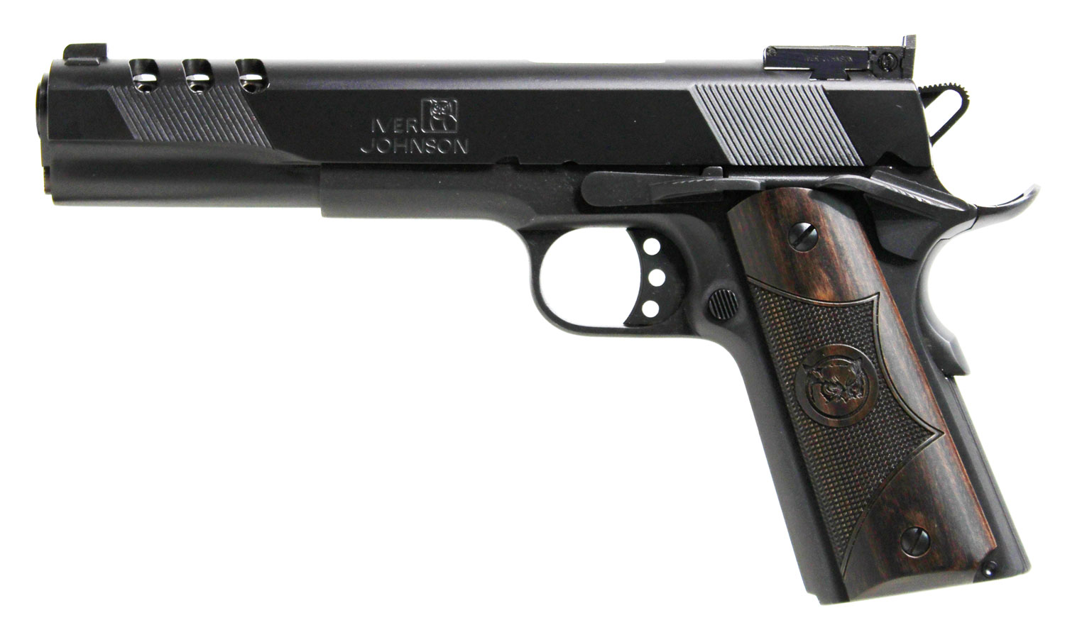 Iver Johnson Arms EAGLEXL45 1911 Eagle XL 45 ACP 6" 8+1 Matte Blued Matte Blued Ported Long Slide Diamondwood Walnut with Integrated Logo Grip Adj Sights
