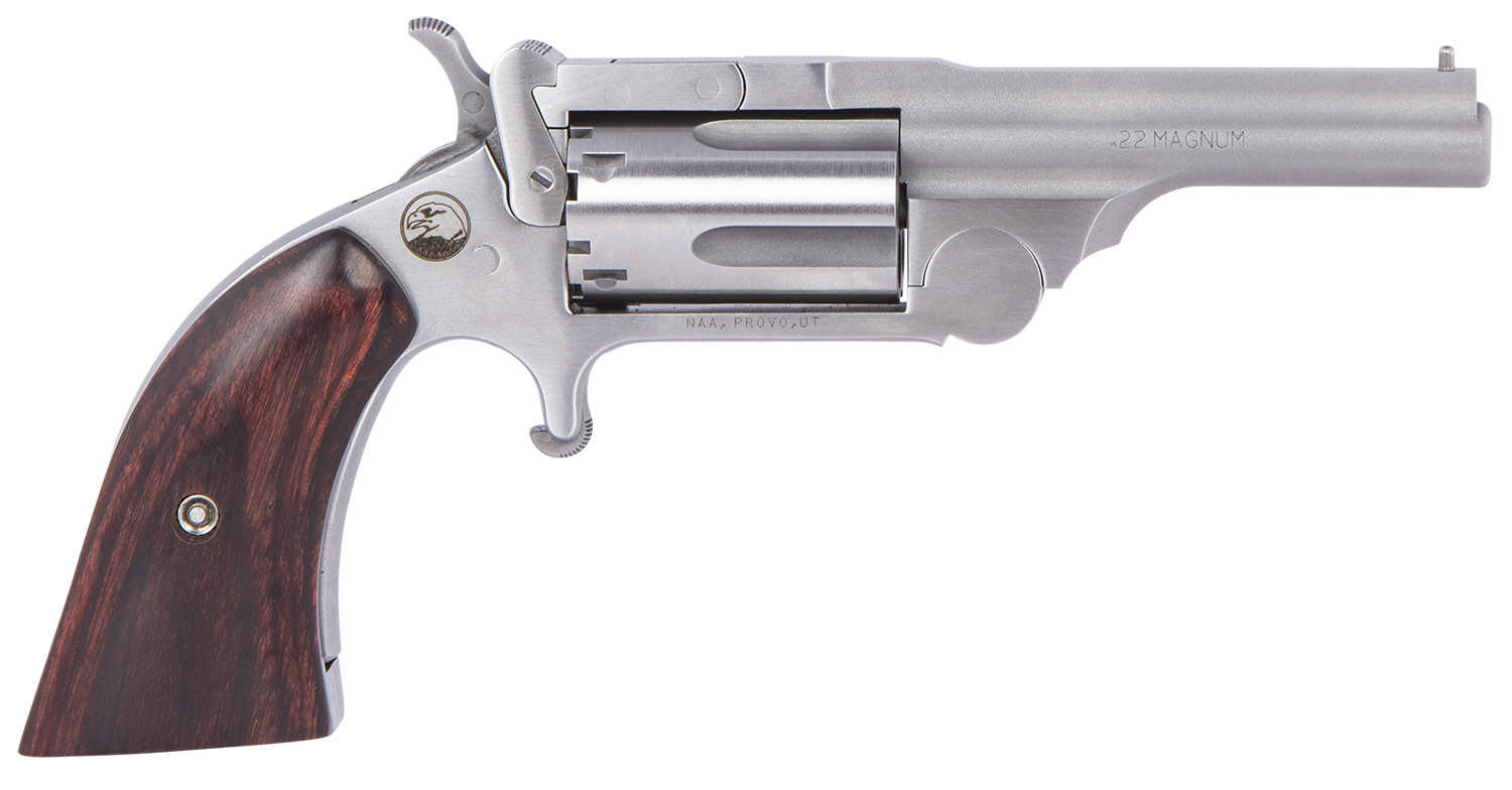 North American Arms 22MCR250 Ranger II 22 LR/22 WMR 5 Shot 2.50" Stainless Steel Barrel, Stainless Steel Frame, Stainless Cylinder, Rosewood Boot Grip, Exposed Hammer