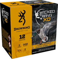 Browning Ammo B193411234 Wicked Wing XD 12Gauge 3" 1 1/4oz 4Shot 25 Per Box/10 Case