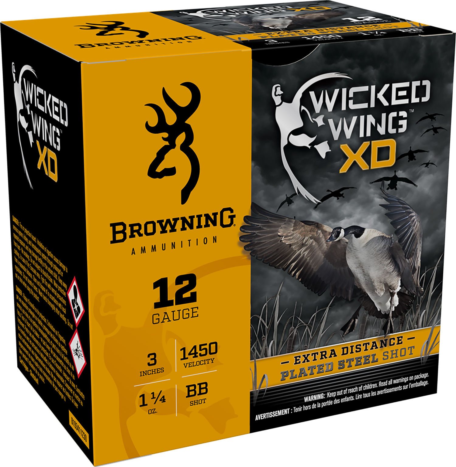 Browning Ammo B193411230 Wicked Wing XD 12Gauge 3" 1 1/4oz BBShot 25 Per Box/10 Case