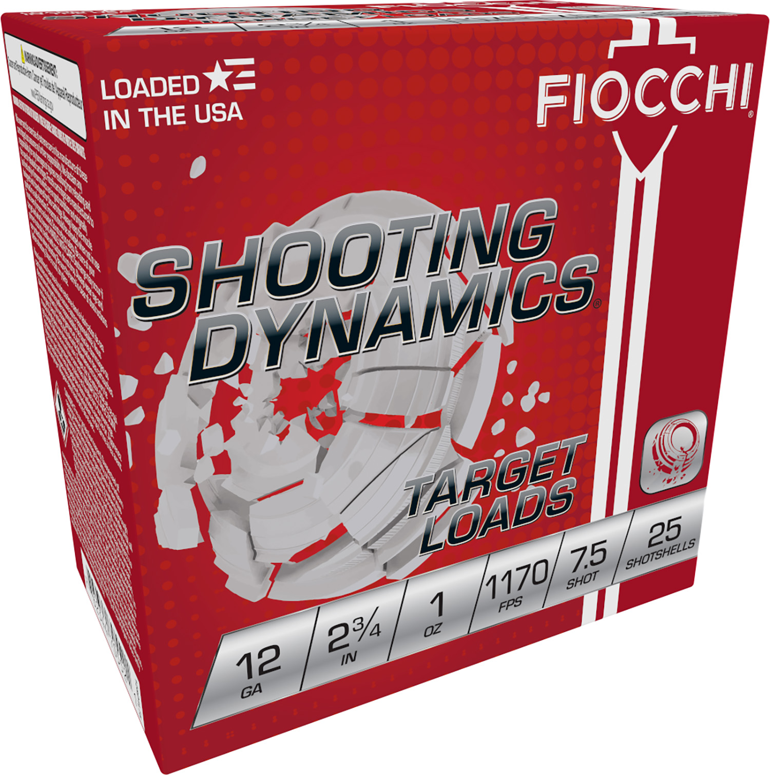 Fiocchi 12SD1L75 Shooting Dynamics Target 12Gauge 2.75" 1oz 7.5Shot 25 Per Box/10 Case