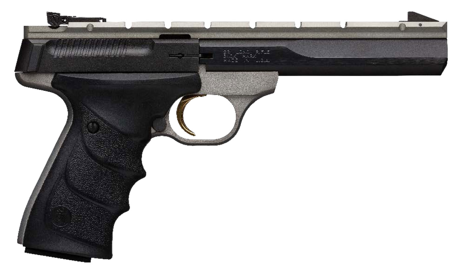 Browning 051564490 Buck Mark Contour 22 LR 10+1 5.50" Contoured Barrel, Matte Black Optic Ready/Serrated Steel Slide, Gray Anodized Aluminum Frame, Black Ultragrip RX Grips