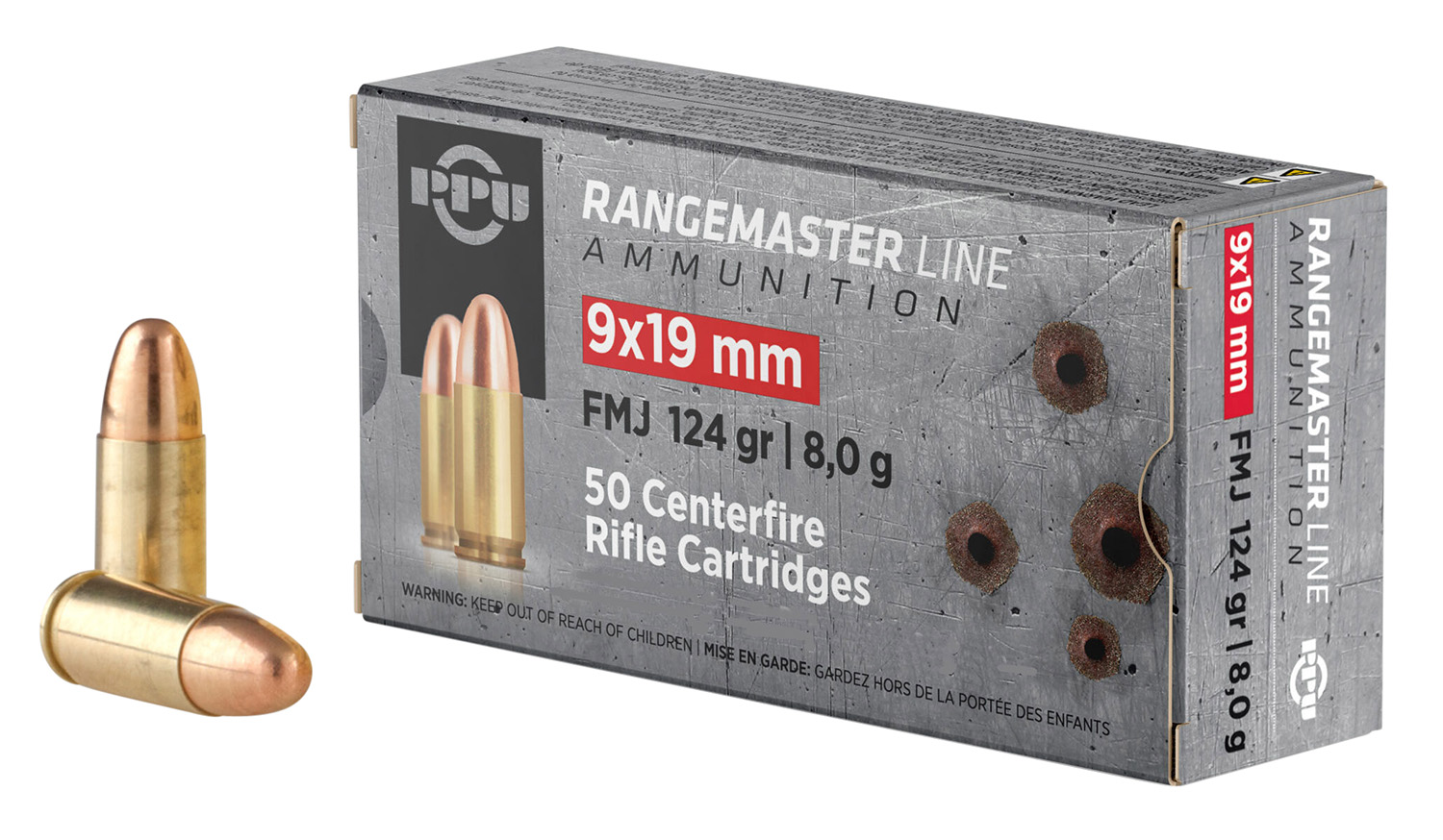 PPU PPRM9M Rangemaster 9mmLuger 124gr Full Metal Jacket 1000/Box