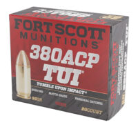 Fort Scott Munitions 380095SCV Tumble Upon Impact (TUI) 380ACP 95gr Solid Copper Spun 20 Per Box/25 Case