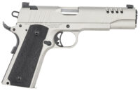 Auto-Ordnance 1911TCAC6 1911 A1  45 ACP 7+1 5" Savage Silver Cerakoate, Serrated/Ported Slide,  Black Rubber Grips, Fixed 3-Dot Combat Day Sights