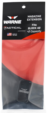 Warne MEG422BLK Magazine Extension made of 6061-T6 Aluminum with Hardcoat Anodized Black Finish for Glock 42 Magazines (Adds 2rds)