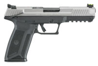 Ruger 16408 Ruger-5.7 Exclusive Finish 5.7x28mm 20+1 4.94" Black Nitride Steel Barrel, Savage Cerakote Serrated Steel Slide, Black Polymer Frame w/Picatinny Rail, Black Polymer Grip, Right Hand