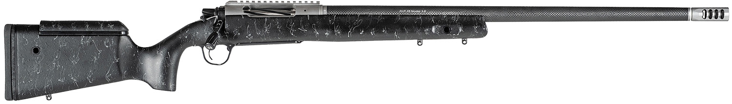Christensen Arms 8010700100 ELR 6.5 PRC 3+1 26" Target Profile Carbon Fiber Barrel, Black Nitride Finish, Black with Gray Webbing Stock