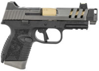 FN 66101350 509 CC Edge 9mm Luger 10+1 (3) 4.20" Threaded Gold Barrel, Black Frame, Graphite Optic & Lightening Cut Slide, Optic Height Fiber Optic Sights, Compensator (No Manual)