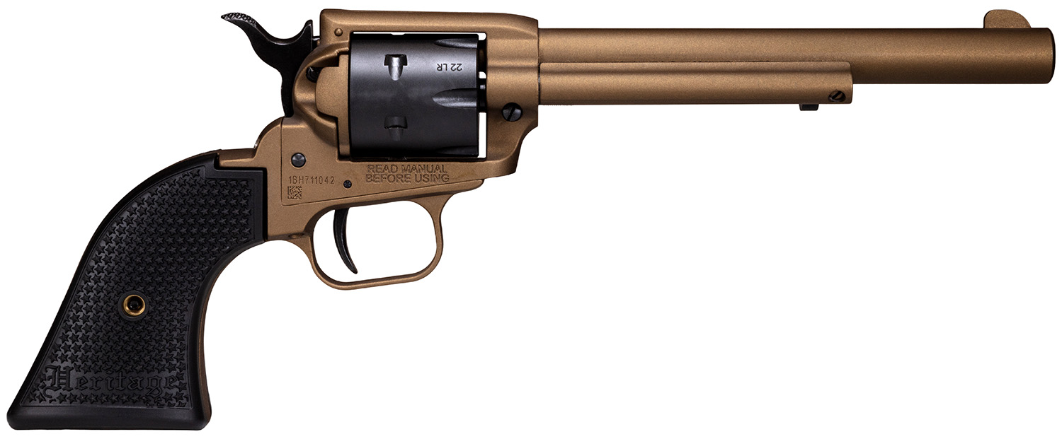 Heritage Mfg SRR22A6 Rough Rider 22 LR 6 Shot, 6.50" Burnt Bronze Cerakote Steel Barrel & Frame, Black Satin Cylinder, Black Polymer Grip, Hammer/Thumb Safety, Exposed Hammer