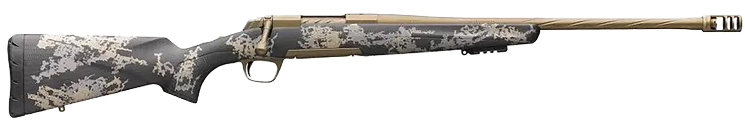Browning 035582299 X-Bolt Mountain Pro Burnt Bronze SPR 6.8 Western 3+1 20" Fluted, Burnt Bronze Cerakote Barrel/Rec, Carbon Fiber Stock With Accent Graphics, Recoil Hawg Muzzle Brake