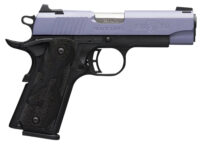 Browning 051986492 1911 Black Label Compact Frame 380 ACP 8+1 3.63" Matte Stainless Steel Barrel, Crushed Orchid Cerakote Serrated Stainless Steel Slide, Matte Black Polymer Frame, Black Polymer Grip