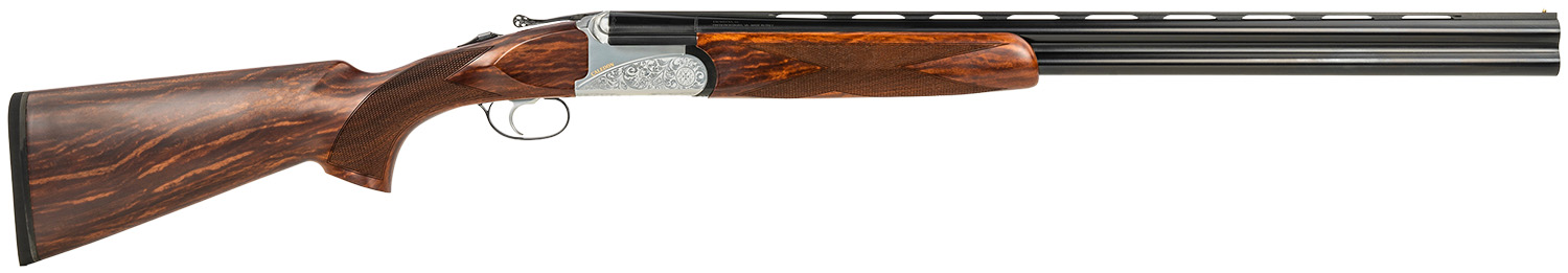 Fausti Usa, Inc 15803 Caledon 28 Gauge 2.75" 2rd 26" Blued Barrel, Engraved Stainless Rec, Wood Laser Grain Stock, Metallic Bead Sight