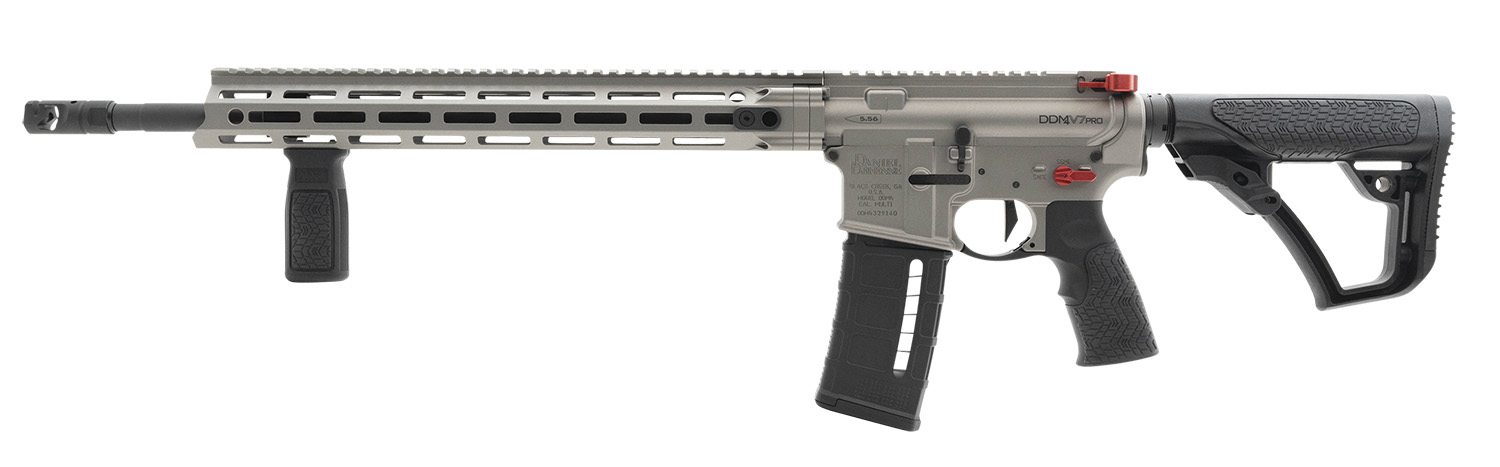 Daniel Defense 0212809385047 DDM4 V7 Pro 5.56x45mm NATO 18" 30+1, Gun Metal Gray Rec, Black OEM Overmolded Stock & Grip, Geissele Trigger, Red Radian Acc.