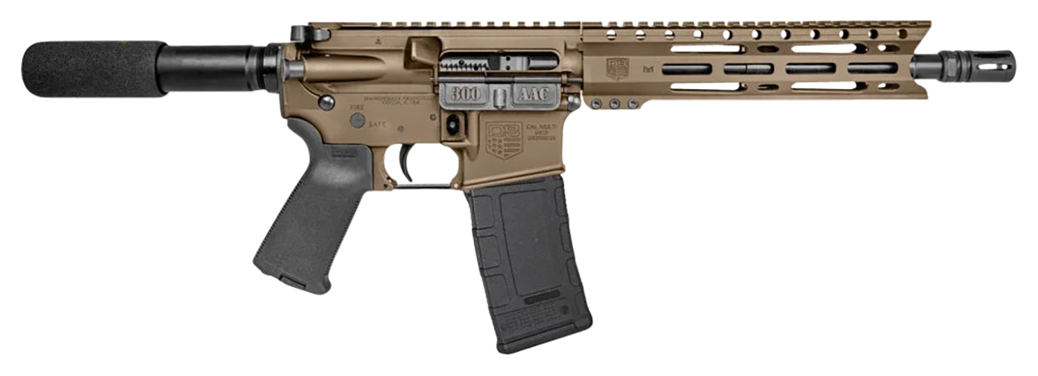 Diamondback DB1915B061 DB15 300 Blackout 28+1 10", FDE, Carbon Lower, 9" M-LOK Handguard, Black Padded Buffer Tube/Magpul Grip