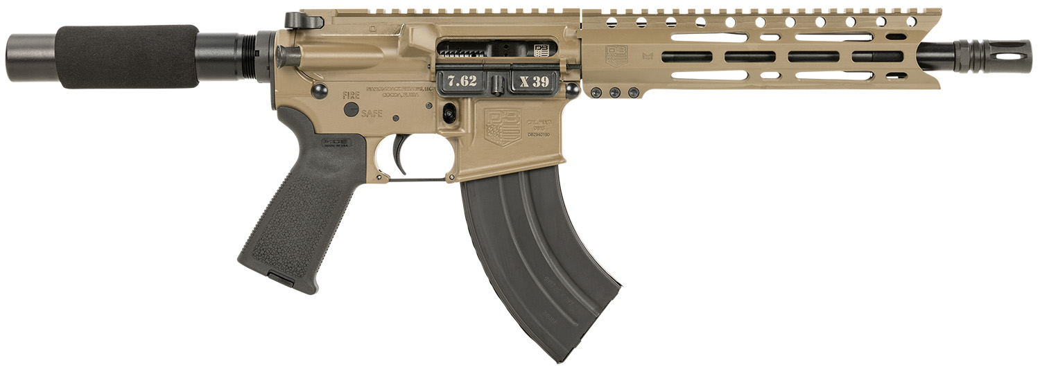 Diamondback DB1915O061 DB15 7.62x39mm 28+1 10", FDE, Carbon Lower, 9" M-LOK Handguard, Black Padded Buffer Tube/Magpul Grip