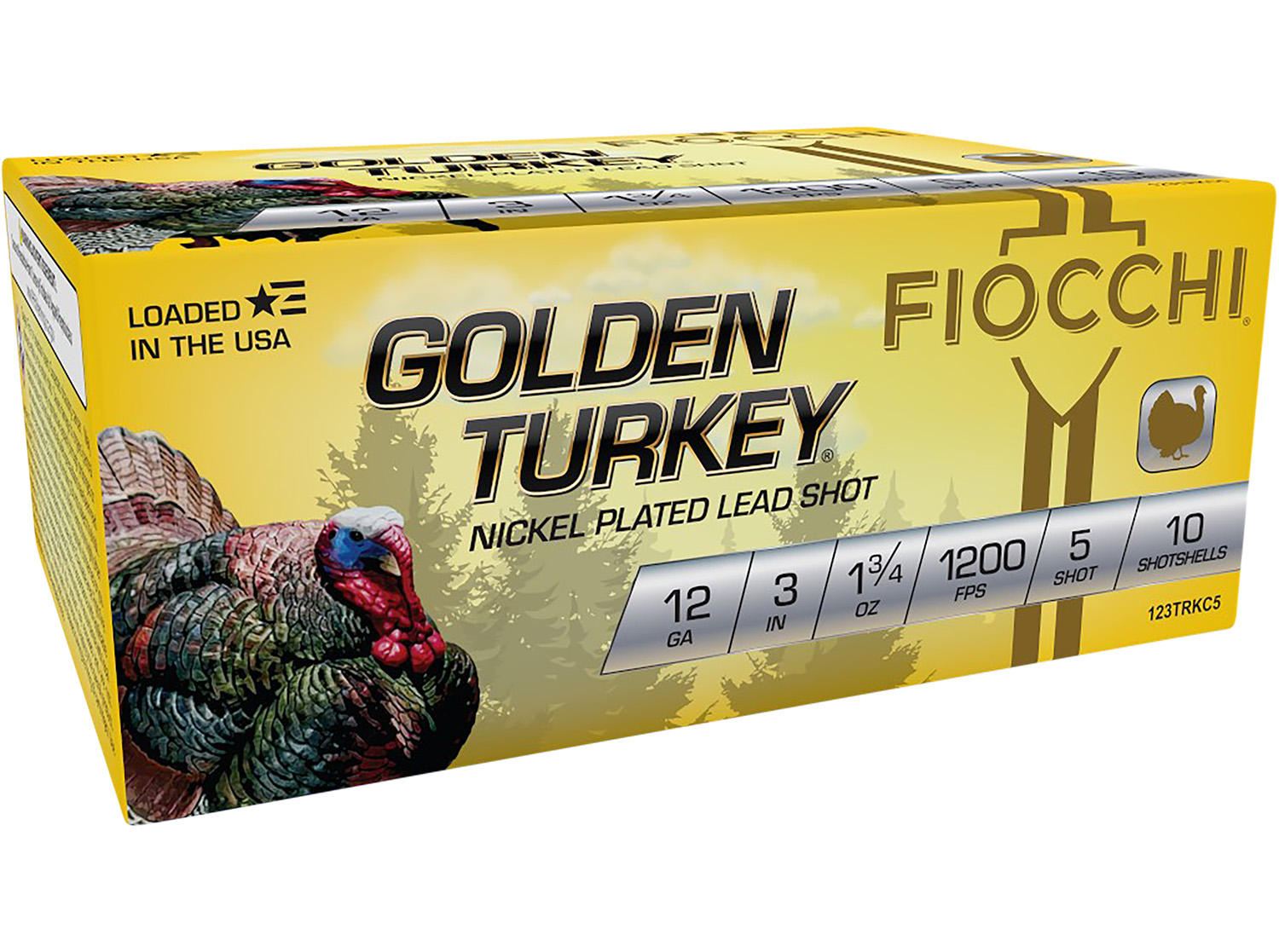 Fiocchi 123TRKC5 Golden Turkey 12Gauge 3" 1 3/4oz 5Shot 10 Per Box/10 Case