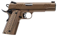 Bersa B19117050DEHB B1911 45 ACP 8+1 5" Stainless Steel Barrel, Flat Dark Earth Serrated Slide, Flat Dark Earth Stainless Steel Frame w/Beavertail, FDE VZ Grip