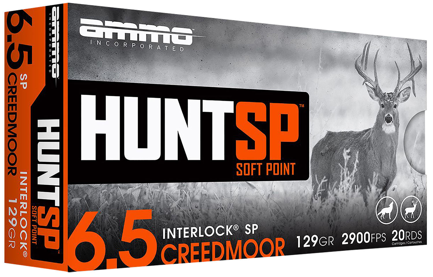 Ammo Inc 65CM129SPA20 Hunt 6.5Creedmoor 129gr Soft Point 20 Per Box/10 Case