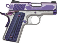 Kimber Mfg, Inc 3200363 Ultra II 45 ACP 7+1 3" Stainless Match Grade Barrel, Engraved Purple Amethyst PVD Serrated Stainless Steel Slide, Satin Silver Aluminum Frame w/Beavertail, G10 Grip