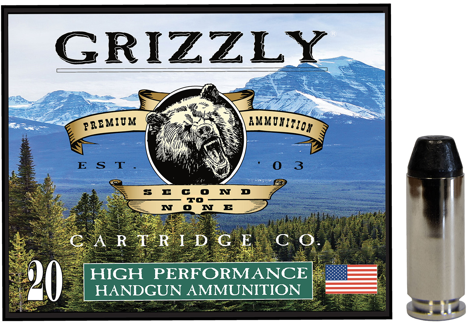 Grizzly Ammo GC10M10 10mmAuto 220gr Full Metal Jacket Flat Point 20 Per Box/10 Case