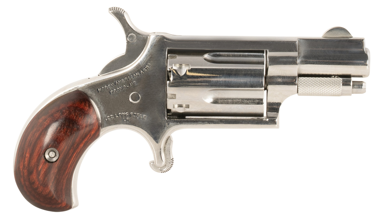 North American Arms LDLX LDLX 22 LR 5 Shot 1.13" Polished Stainless Steel, Rosewood Grip, Exposed Hammer