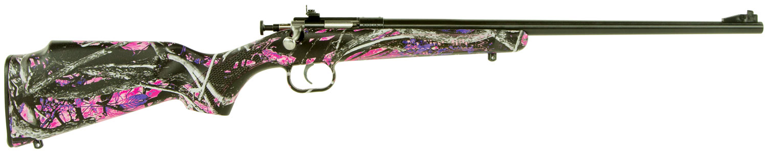 Crickett KSA2160 Youth 22 LR 1rd 16.12" Barrel & Receiver, Fixed Front/Adjustable Rear Peep Sight, Hydro Dipped Muddy Girl Synthetic Stock w/11.5" LOP, Rebounding Firing Pin Safety