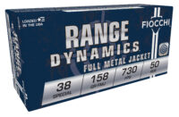 Fiocchi 38G Range Dynamics 38Special 158gr Full Metal Jacket 50 Per Box/20 Case