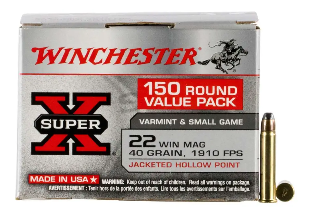 WINCHESTER SUPER X RIMFIRE AMO 22 WMR JHP 40GR 150RD (10 BOX CASE)