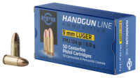 PPU PPH9F2 Handgun 9mmLuger 124gr Full Metal Jacket 50 Per Box/20 Case