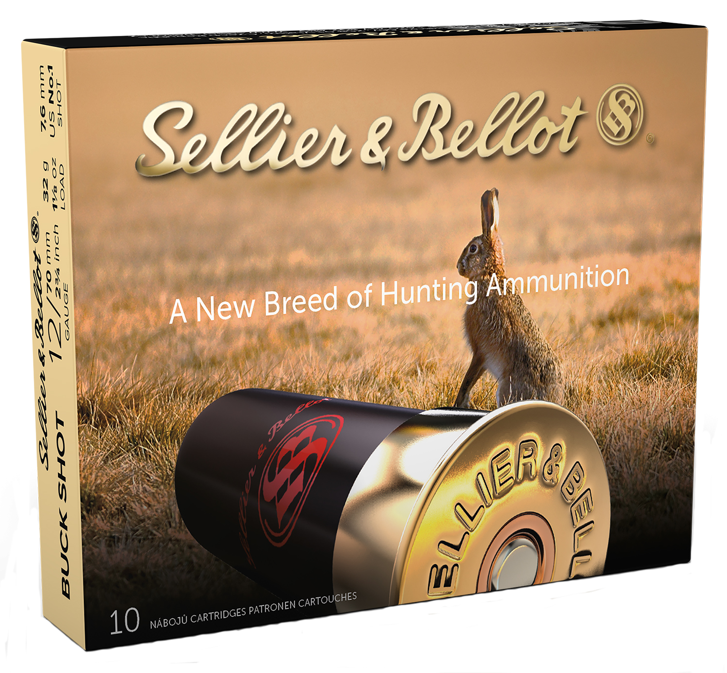 Sellier & Bellot SB12BSI Hunting  12Gauge 2.75" 12Pellets 1 1/8oz 1Buck Shot 10 Per Box/25 Case