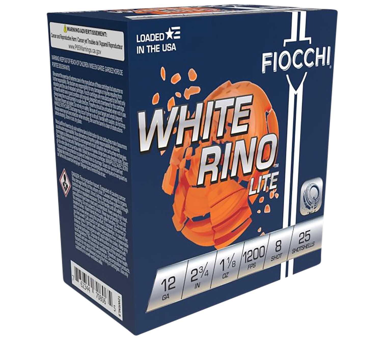 Fiocchi 12WRNL8 Exacta Target White Rino Lite 12Gauge 2.75" 1 1/8oz 8Shot 25 Per Box/10 Case