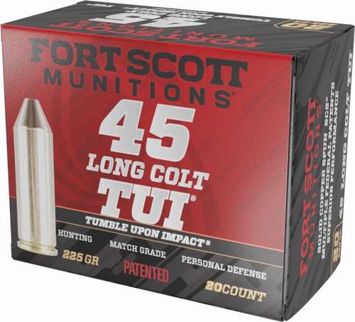 FORT SCOTT MUNITIONS LEAD FREE PISTOL AMO 45 COLT 225GR TUI BRASS CASE 20-RD ( 25 BOXES PER CASE )