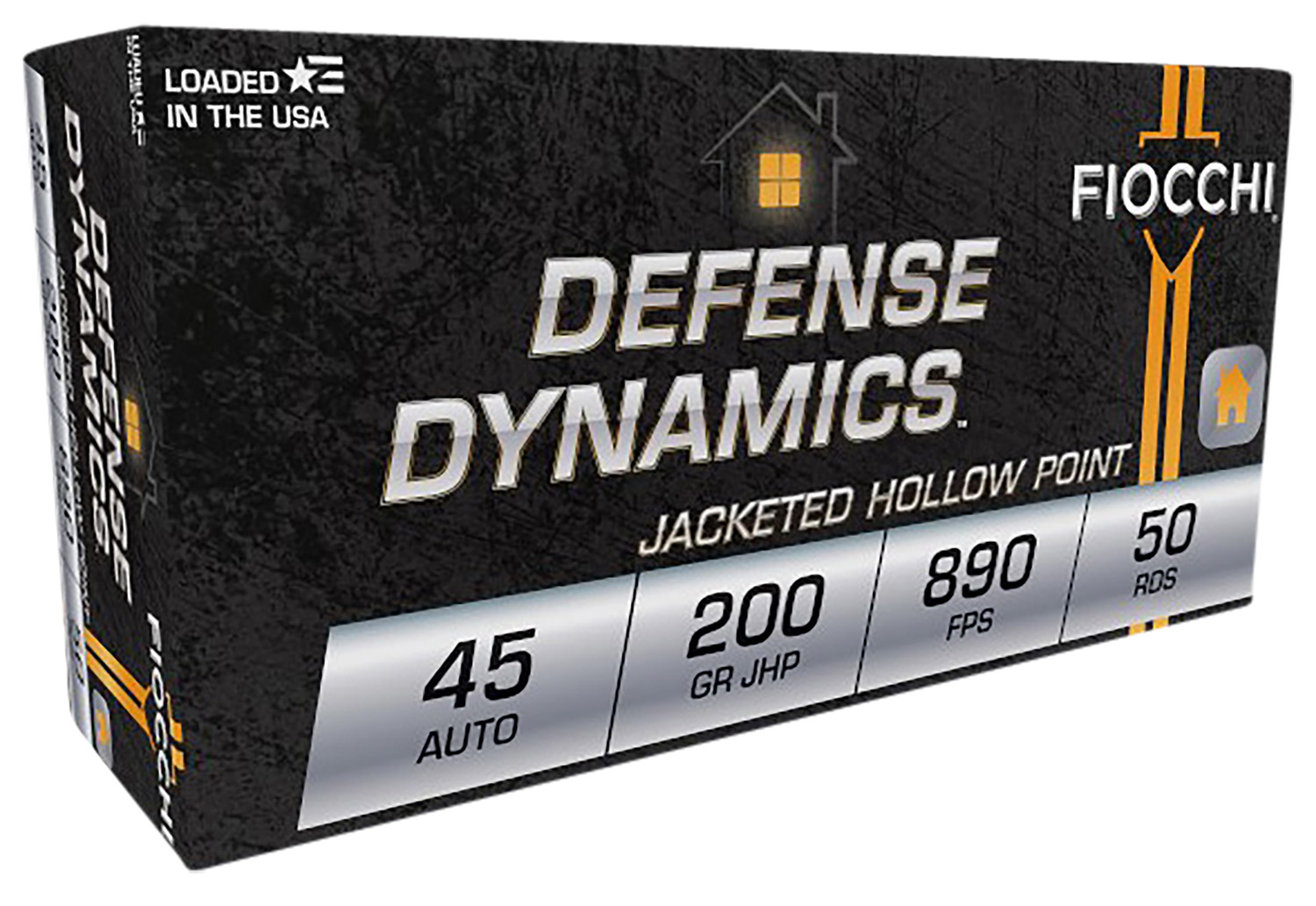 Fiocchi 45B500 Defense Dynamics 45ACP 200gr Jacketed Hollow Point 50 Per Box/10 Case