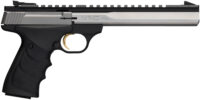 Browning 051508490 Buck Mark Contour 22 LR 10+1 7.25" Contoured Barrel, Matte Stainless Serrated Steel Optic Ready Slide, Matte Black Aluminum Frame, Finger Grooved Black Ultragrip RX Grip