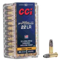 CCI 22 Suppressor Rimfire Ammunition .22 LR 45 gr JHP 970 fps 50/ct