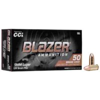 CCI Blazer Brass Handgun Ammunition 9mm Luger 124 gr. FMJ 1090 fps 50/ct