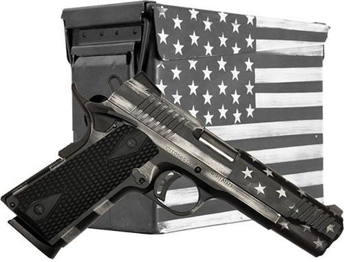 Citadel 1911-A1 Flag Edition .45 ACP 7rd Magazine 5" Barrel Grey Scale Cerakote with matching Ammo Can