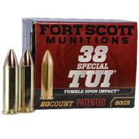 FORT SCOTT MUNITIONS LEAD FREE PISTOL AMO 38 SPECIAL 80GR TUI BRASS CASE 20-RD ( 25 BOXES PER CASE )