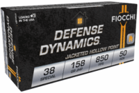 FIOCCHI AMO 38 SPECIAL 158GR JHP 50-RD ( 20 BOXES PER CASE )