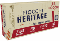FIOCCHI AMO 7.63 MAUSER 88 GR FMJ 50-RD ( 20 BOXES PER CASE )