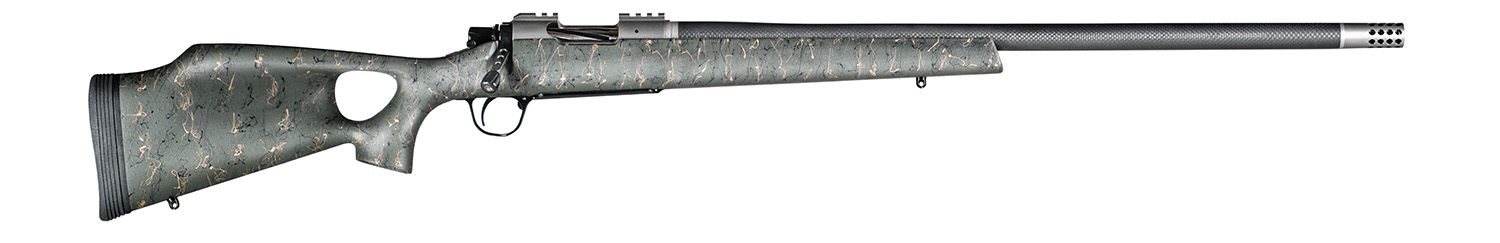 Christensen Arms 8010800107 Summit TI Full Size 6.5 PRC 3+1, 24" Natural Titanium Steel Threaded Barrel, Natural Titanium Aluminum Receiver, Green w/Black/Tan Webbing Fixed Thumbhole Stock