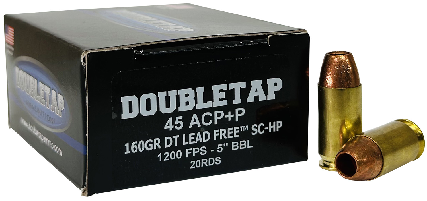 DoubleTap Ammunition 45A160XM 45ACP 160gr Lead Free Hollow Point 20 Per Box/50 Case