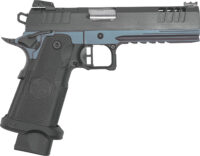 Great Lakes Firearms GL1911DS9FSSBLU 1911 DS Synergy 9mm Luger 20+1 5" Optic Cut/Serrated Cerakote Black Molded Grip Blue Titanium Frame