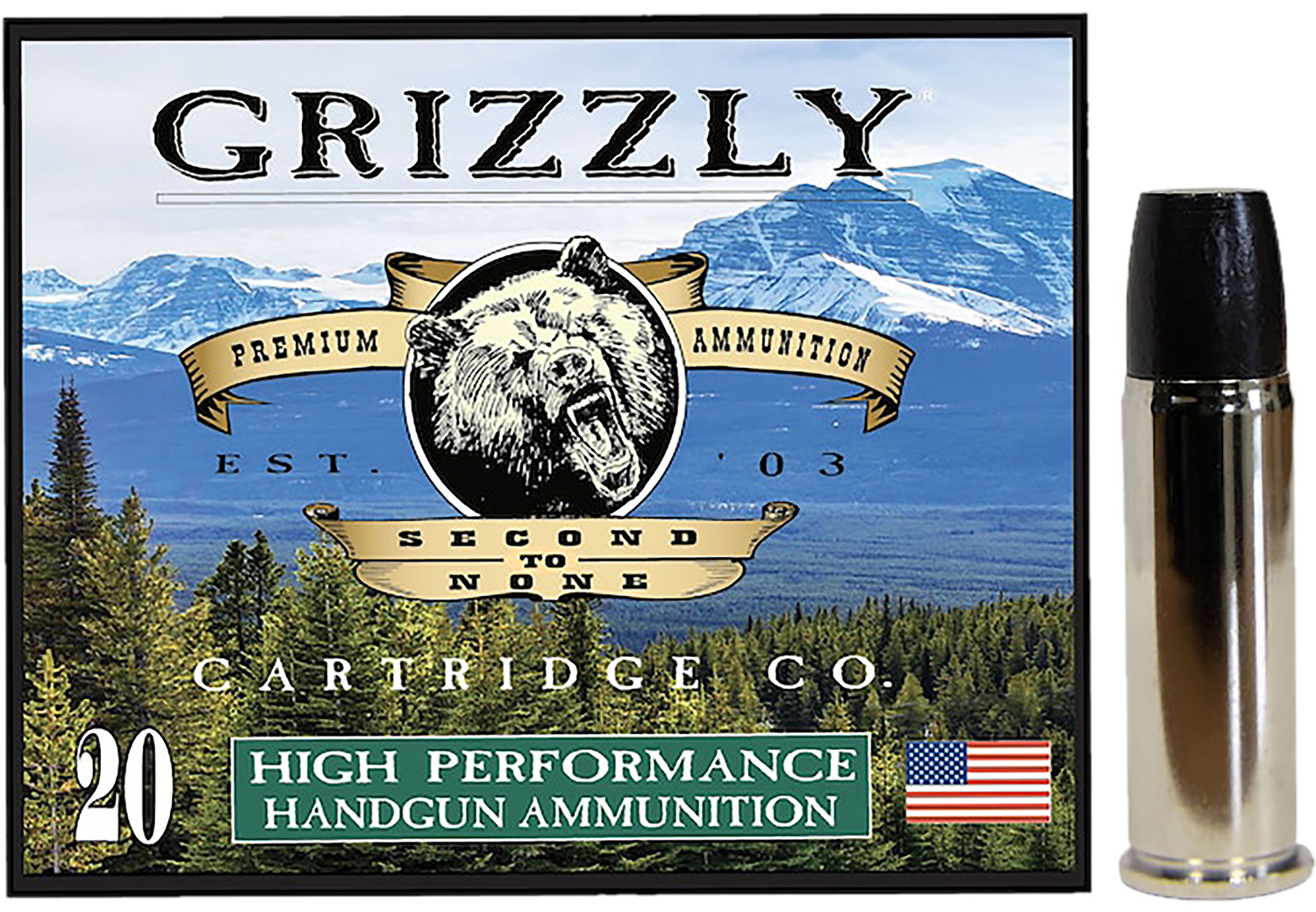 Grizzly Ammo GC44M+P1 44RemMag+P+ 355gr Wide Long Nose Gas Check 20 Per Box/10 Case