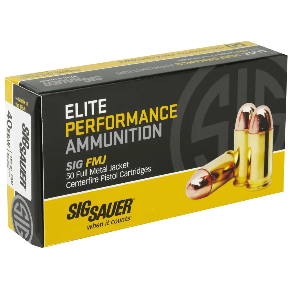 SIG SAUER AMMO 40 S&W 180GR ELITE BALL FMJ BOX/50